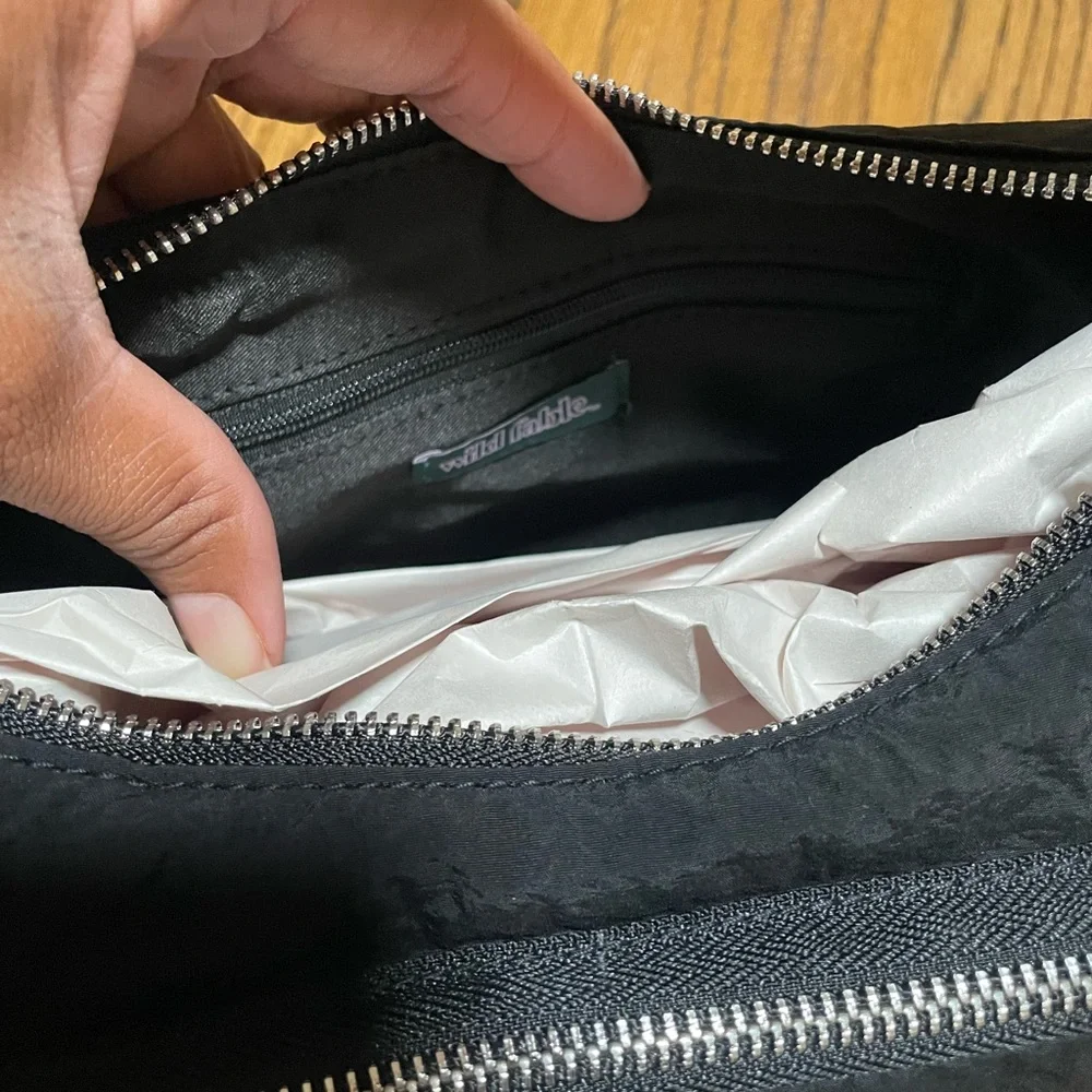 Wild Fable Black Nylon Shoulder Bag with Silver Accents 13 x 9 “ new - Picture 8 of 8